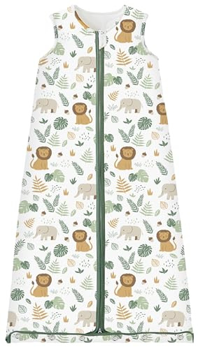 Chilsuessy Gigoteuse Bébé Fille Garçon Hiver Pyjama, Tog 2.5 Coton Turbulette Gigoteuse Longueur Ajustable, La forêt des Lions,