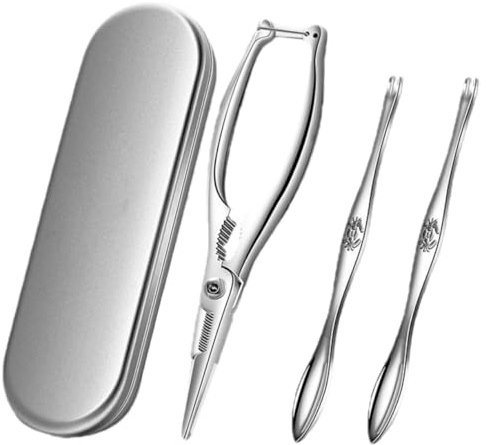 POPETPOP Utensili Per Crostacei in Acciaio Resistente Forchette e Cracker Per Aprire Granchi Utensili Per Mangiare Code Di Aragosta e Chele Di Granchio