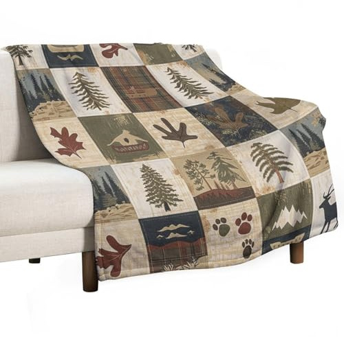 Flanellfilt Retro Patchwork Checkered Kasta Filtar Mysigt Överkast Mjukt Överkast Flanell Familj Present Fåtölj M