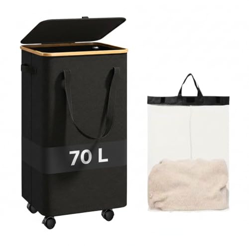 MAGIC SELECT Cesto para Ropa Sucia con Ruedas y Tapa 70L