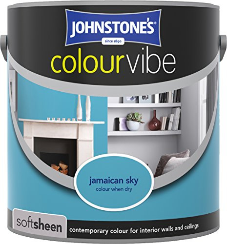 Johnstone's 308851 Colour Vibe Soft Sheen Paint, Jamaican Sky, 2.5 Litre