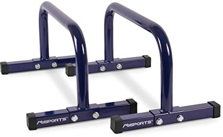 Low Fitness Parallettes Minibarren Professional LxBxH: 60x35x29 cm| Push-Up Bars Liegestützgriffe (Blau)