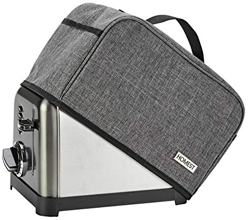 HOMEST Toaster Cover with Pockets Compatible with Cuisinart 2 Slice, Can Hold Jam Spreader Knife & Toast Machine Tongs, Dust and Fingerprint Protection, Grey