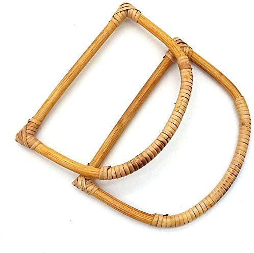 POFET 2 asas de bambú con forma de D de 6 pulgadas de diámetro para bolsos hechos a mano, accesorios para bolsos de bricolaje (6 pulgadas)