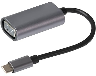 Maplin Aluminium USB-C to VGA Female Connector Port Adapter Full HD 60Hz, 0.16m Cable