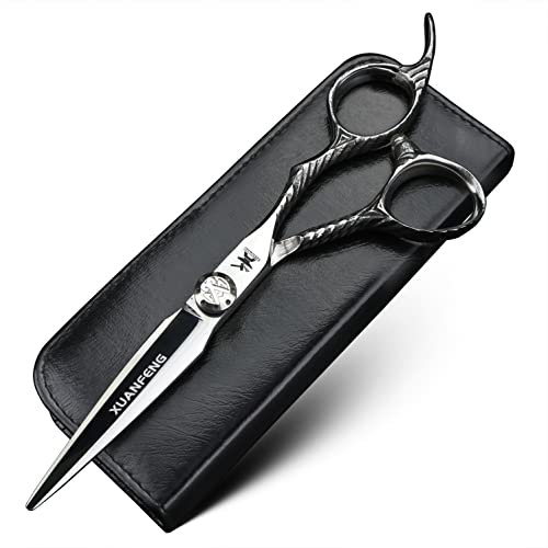 Forbici per capelli con manico modellato, 6 pollici, in acciaio 9cr18, forbici professionali da taglio e diradamento da parrucchiere, adatte per il taglio dei capelli della famiglia