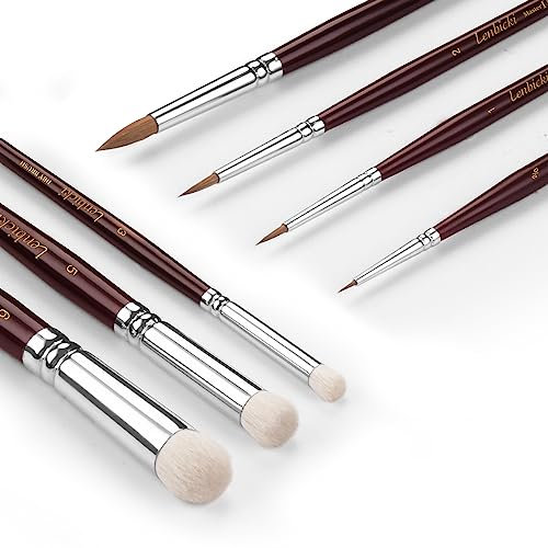 Miniature Brush Set, Dry Brush Set, 7 Pieces, golden maple Model Painter, Dry Brush, Miniature Painting, Small Brushes for Table and Wargames Miniatures, Warhammer 40k, DND Miniatures