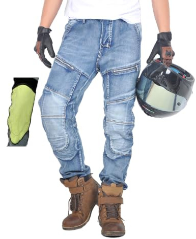 oFzimTo Motorradhose Herren- Motorrad Jeans Stretch – Biker Hose mit verstärkten Bereichen, bequem für Alltag & Touring