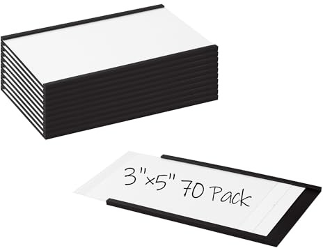 Realth Porte Étiquettes Magnétiques à Canal C 76.2MM X 127MM, 70 Pcs