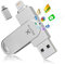 USB Stick für iPhone 256GB,MFi-zertifizierter,Xaytrre Memory Stick 3 in 1,Speicherstick USB 3.0,Photostick,Fotostick,Flash Drive für iOS,iPad,OTG Android Handy,Laptop,Pc(Silber)
