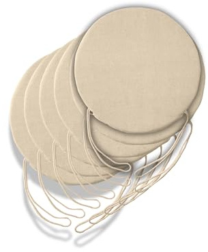 6 Cuscini Rotondi per Sedia Cucina Sfoderabili, Cuscini per sedie soggiorno - Cuscini da sedia con Laccetti made in Italy - Spessore 3 cm - Decorazioni casa (Avorio, Diametro 35 cm)