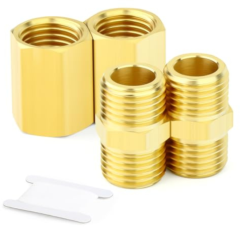 GASHER 4 St Mässingsrörbeslag, Hex Nippel Mässing Hexkoppling, 3/4 Tum BSP Hane och Hona Gängrör