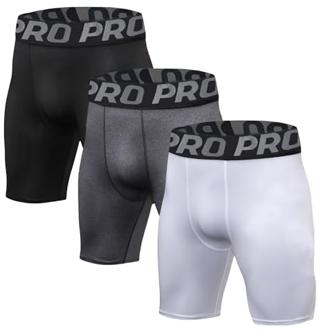 LNFINTDO 3-pack kompressionsshorts herr snabbtorkande kompressionsbyxor korta andas baselayer sportbyxor män löpunderkläder cykelbyxor