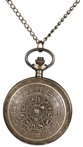 OIDEA Relojes Bolsillo Analógico Unisex: Reloj de Bolsillo de Cuarzo para Hombre y Mujer Decoración Zodiac Escala de Números Arábigos Cadena de Cintura - para Uso Diario Colecciones Regalo
