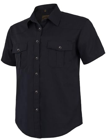 Dctop Chemise Homme Manches Courtes Coupe Regular Fit - Chemise de Loisirs Unie, Respirante et Facile d'entretien