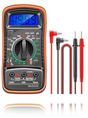 LAZY SPORTS Multimètre numérique - Voltmètre avec double fusibles - Multimètre portable avec écran LCD tension en CA/CC/DC, résistance, continuité, fréquence etc