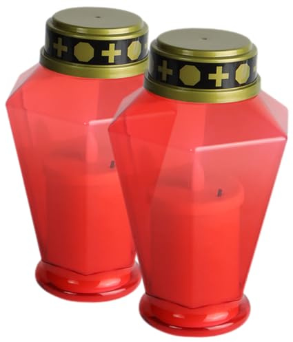 Homoyoyo Set 2 Lampade a Candela LED senza Fiamma, Luce Calda Riutilizzabile, per Cimitero, Chiesa e Decorazioni Natalizie, Batteria Non Inclusa