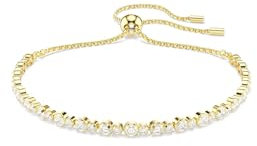 Swarovski Matrix Tennis Armband, Rundschliff, Weiß, Goldlegierungsschicht