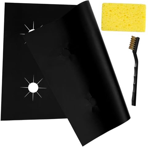 BAZEITFLOW Copertura Per Piano Cottura Gas Tappetino Per Gas Protezione Riutilizzabile Per Piano Cottura Con Spazzola Per Pulizia Adatta Per Maggior Parte Dei Fuochi