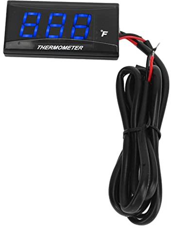 Wakects Vattentemperaturmätare Digital Termometer LCD Display 12V Universal Motorcykel Vattentemperatur med Bakgrundsbelysning för Motorcyklar (Blå)