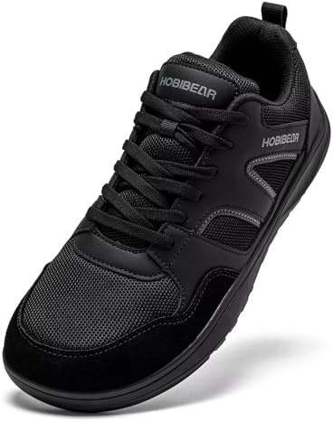 HOBIBEAR - Scarpe da uomo e donna a piedi nudi, ampie, per camminate, trail running, sneakers | Suola a zero drop | Leggere, comode, alla moda, Nero , 43 EU