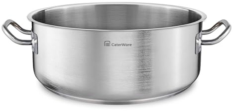 CATERWARE låg kastrull 40 cm – extra stor rostfri matlagningshals för familjer och storkök