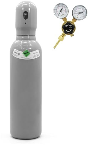 Gasflaska CO2 3,7 kg (5 l) fylld & tryckreducerare argon/CO2 — set: Full skyddsgasflaska koldioxid minigasregulator 2 manometer för svetsmaskin MIG MAG & Aquarium Bestschweissen.de