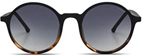 KOMONO Madison Matte Black Tortoise Unisex Runde Cellulosepropionat-Sonnenbrille für Damen und Herren mit UV-Schutz und kratzfesten Gläsern