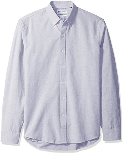 Amazon Essentials Men's Slim-Fit Long-Sleeve Oxford Shirt, Grey, L
