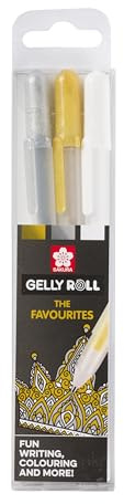 SAKURA - The Favourites Collection of 3 Gelly Roll Pens Gold-Silver-White