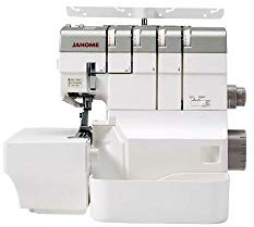 Janome AirThread 2000D PROFESSIONAL 4 Faden Overlock mit Lufteinfädelung, großer Arbeitstisch, Lufteinfädelsystem per Knopfdruck für Ober ,- und Untergreifer