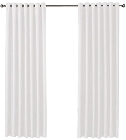 Olivia Rocco Blackout Eyelet Curtains Black Out Thermal Ring Top Curtain Pair Window Treatment Living Room Bedroom, 66 (Width) x 72 (Drop) White