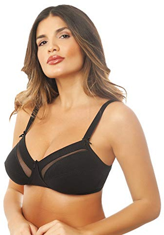 Istintiva Lavinia – Reggiseno Senza Ferretto con Inserti in Tulle ad Elevato Sostegno | Coppe morbide Non Imbottite | Spalline Regolabili | Nero, Taglia 4C