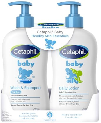 Cetaphil, Baby, Healthy Skin Essentials Set, 2 Piece Set, Shampoo and Lotion, Kids