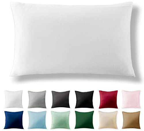 Alreya Renforcé Kissenbezug 40 x 60 cm - 100% Baumwolle mit Reißverschluss, Superweicher Kopfkissenbezug 40x60, Kissenhülle, Weiß, nur Kissenbezug