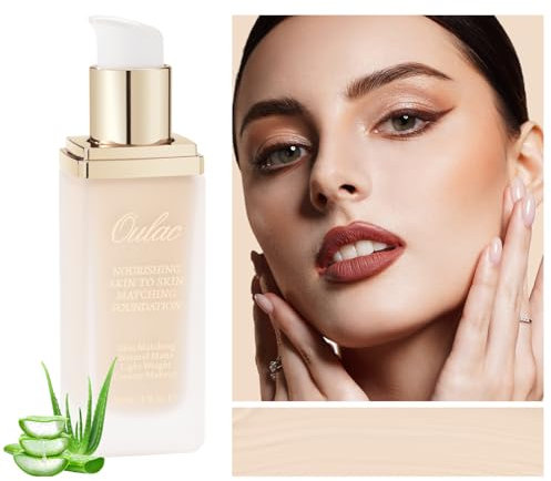 Oulac Fondotinta Coprente Professionale - Formula Leggera e Idratante, Liquido Lunga Tenuta, Alta Coprenza, Adatto Tutti Tipi Pelle, Tonalità: 01 Porcelain