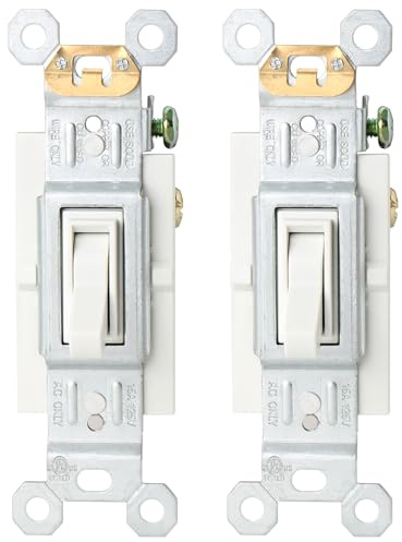 BAOMAIN 3 Way Quiet Toggle Light Switch, 15 Amp 120V, UL, Glossy White