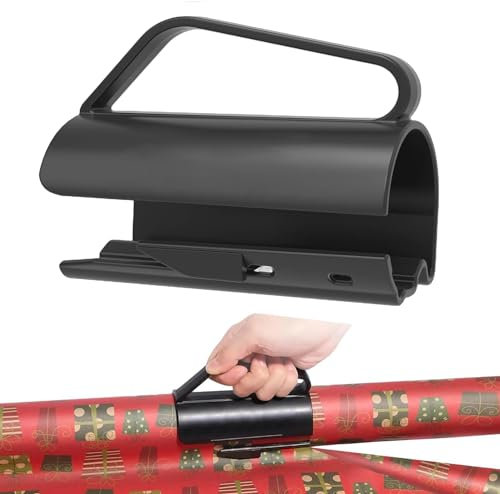 1PCS Wrapping Paper Cutter, Gift Wrap Cutter Sliding Cutter for Christmas Wrapping Paper Cutter, Easy Sliding Birthday Gift Wrap Holder Dispenser Papers Roll Cutter Tool Tube (Black)
