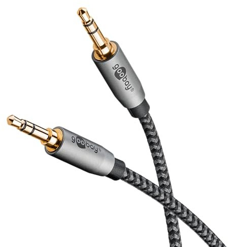 goobay 65276 Cavo AUX stereo audio da 3,5 mm 5 m/cavo jack per auricolari, autoradio, PC, tablet, cavo altoparlante/connessione placcato oro
