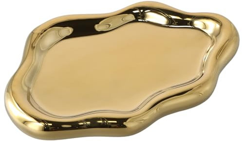 Nivofu Vassoio per Gioielli in Ceramica, Piatto per Gioielli, Decorazione Estetica Vassoio Gioielli, Minimalista Piatto per Gioielli, Decorazione della Casa Per Anelli Orecchini Collane (Nuvole, Oro)