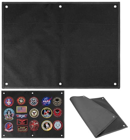 110 x 70 cm klettwand, Schwarz Kletttafel Patches, Taktische Patch-Display-Tafel, Patchwand Mit Ösen, Faltbar für Militär-Patch-Aufhängung- Schwarz (110 * 70cm)