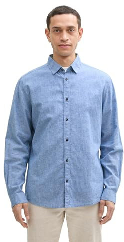 TOM TAILOR Herren 1045102 Hemd, 37199-Sapphire Blue Chambray, XL