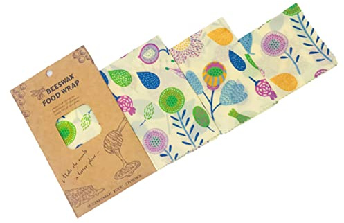 BCOATH 3pezzi Wrap Alimentare in Cotone Biologico Con Cera d Api Da Colorati Preservante Alimenti Riutilizzabile Per Frutta Formaggi e Snack