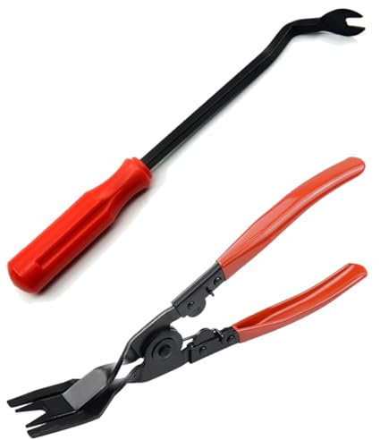 NJCXOLA Herramienta de desmontaje Recorte del coche, 2 piezas Alicates desengrasadores, Puerta de coche Automático Clip, Pinzas universales Herramientas para accesorios kits de reparación