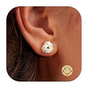 Dochais Orecchini in argento 925 placcato oro / argento placcato oro 14 carati con zircone ipoallergenico per donna e ragazza, 10 mm, Argento, Zirconia cubica