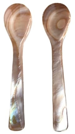 Cucchiai da caviale classici, 2 cucchiaini in madreperla cucchiaio per uova fatto a mano cucchiaio a manica rotonda per uova, caviale, caffè e dessert del deserto, 11 cm