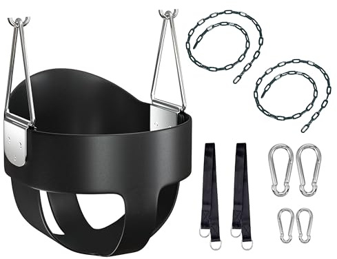 TengRui Toddler Baby Swing Seat Outdoor Indoor, Heavy-Duty High Back Full Bucket Swing Coated Chains with Tree Straps Hooks for Garden Backyard