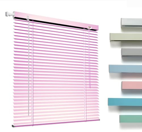 Mini persiane senza fili in alluminio, 2,5 cm, oscuranti, per finestre per casa e ufficio, dimensioni 25,4 - 193 cm, facile da installare, senza bisogno di attrezzi (rosa)