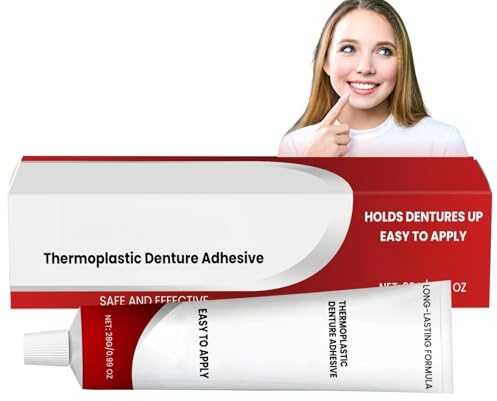 28g Thermoplastic Denture Adhesive Cream,Denture Adhesives Gel,Comfortable Non-Glue Long Holding Reliner,False Teeth Adhesive,Denture Fixative,Waterproof Denture Adhesive Glue for Teeth