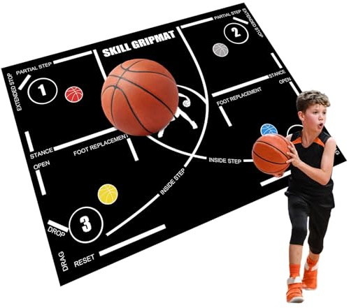Materassino da allenamento per basket - 120 x 86 cm, gomma antiscivolo per allenamento, controllo del palleggio, tappetino per basket, per allenamento, controllo della palla, giocatori, palleggio